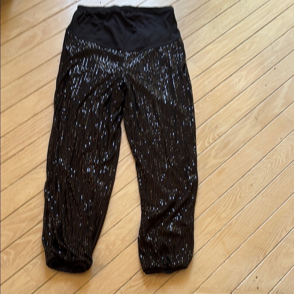 SHEIN Black Sequin Jogger  Maternity Pants